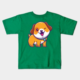 Cute Dog Wink Eye Cartoon Kids T-Shirt